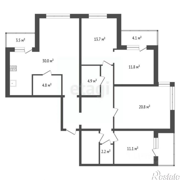 4-комн квартира ул Федюнинского, 30 1,  д. 30 1,  к. 1
