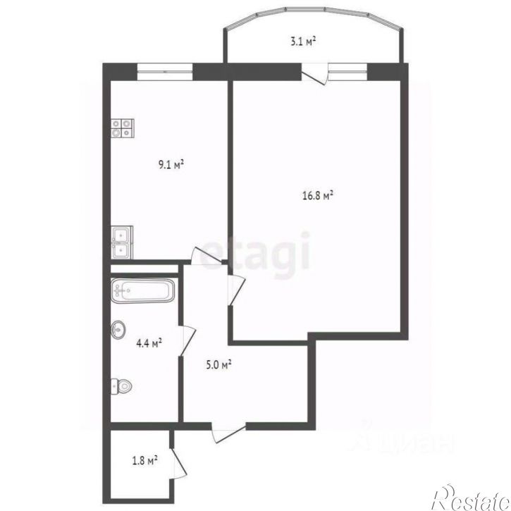 1-комн квартира улица Домостроителей, 9,  д. 9