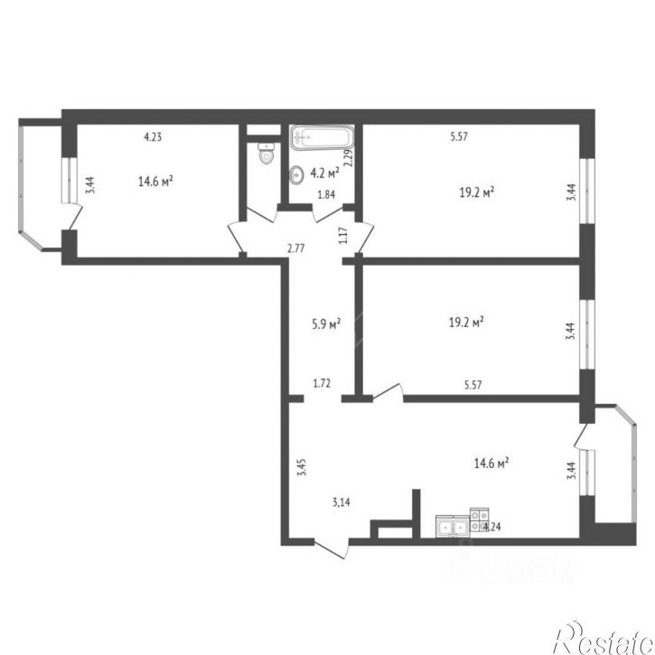 3-комн квартира улица Константина Посьета, 5,  д. 5
