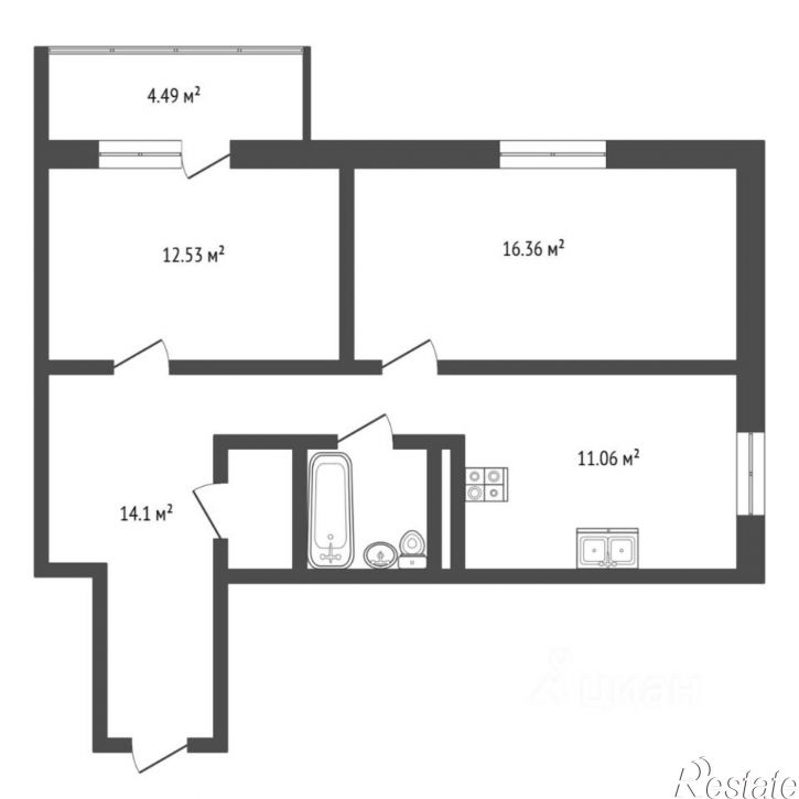 2-комн квартира 2-я Луговая улица, 24 к2,  д. 24 к2