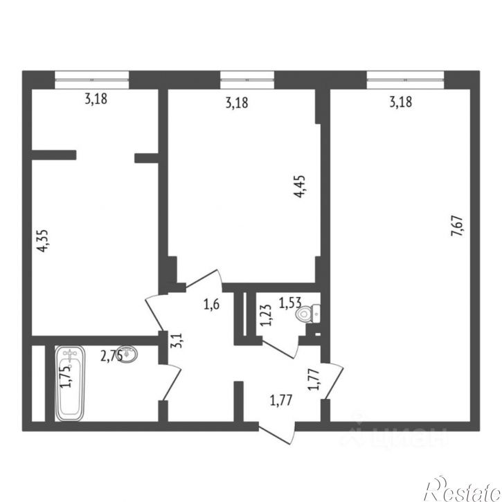 2-комн квартира ул Братьев Бондаревых, 1,  д. 1