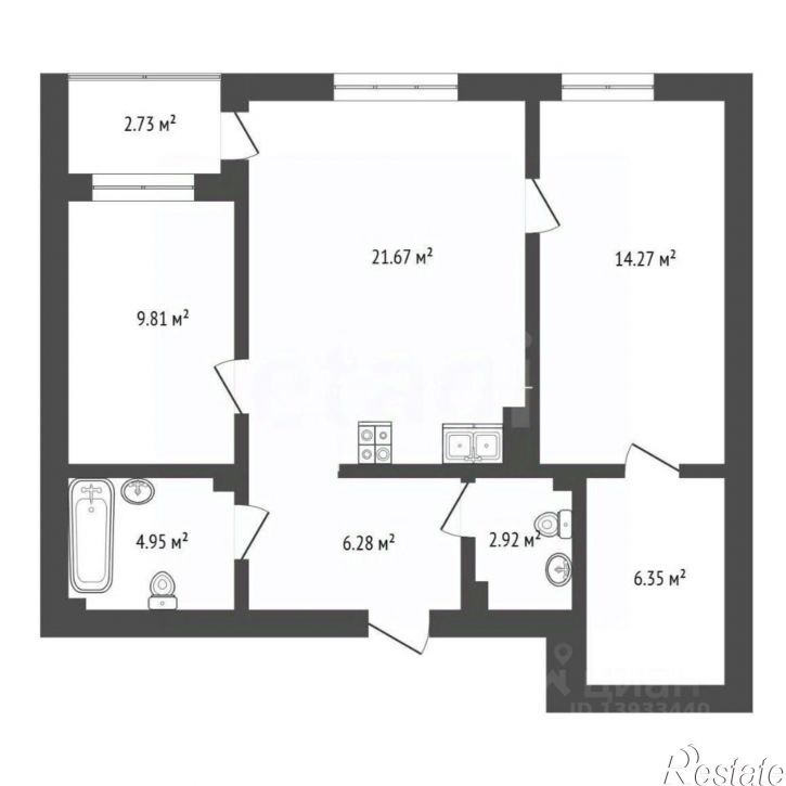 2-комн квартира улица Василия Севергина, 7,  д. 7