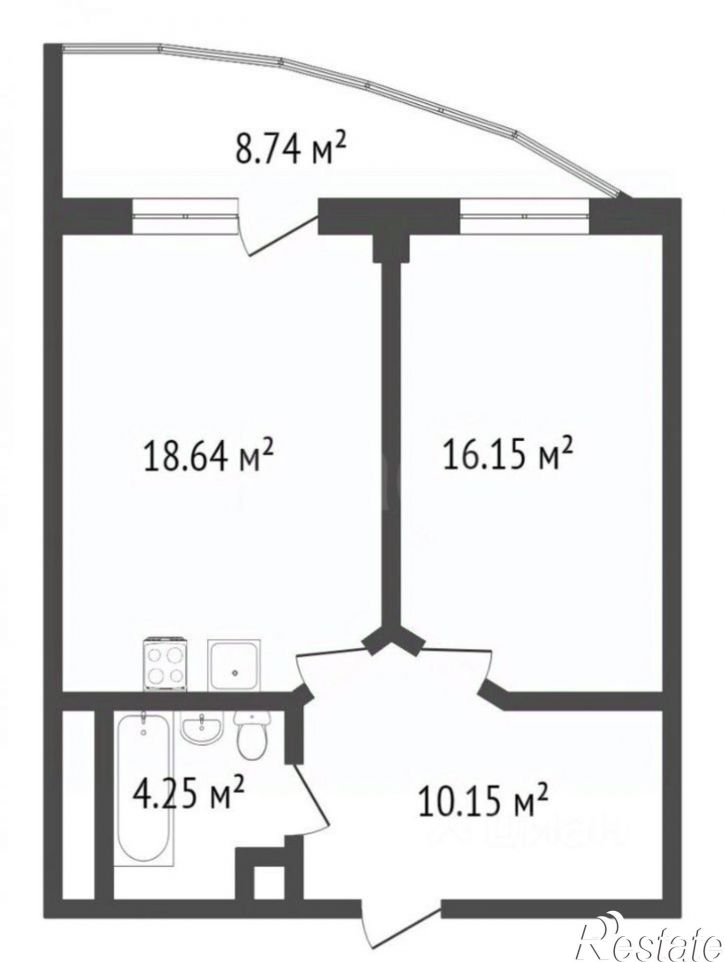 1-комн квартира улица Федюнинского, 64/2,  д. 64/2