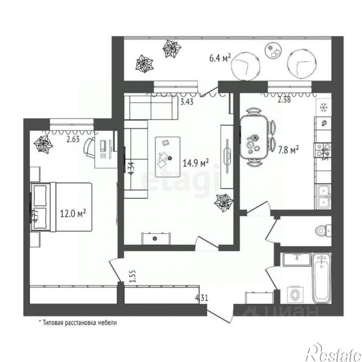 2-комн квартира улица Щербакова, 142 к3,  д. 142 к3