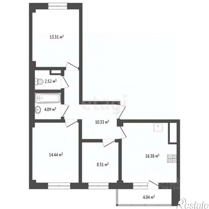 3-комн квартира улица Николая Никитина, 2,  д. 2