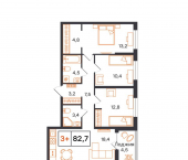 3-комн, 82 кв м, этаж 14/25 Тюменская улица, 55