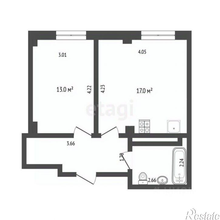 1-комн квартира улица Фёдора Достоевского, 22,  д. 22
