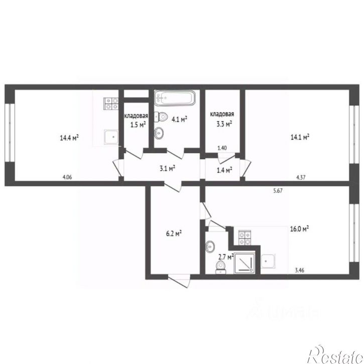 2-комн квартира улица Валентины Трофимовой, 11,  д. 11