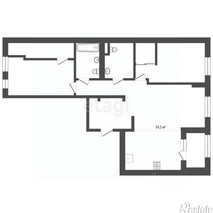 2-комн квартира улица Пожарных и спасателей, 3 к1,  д. 3 к1