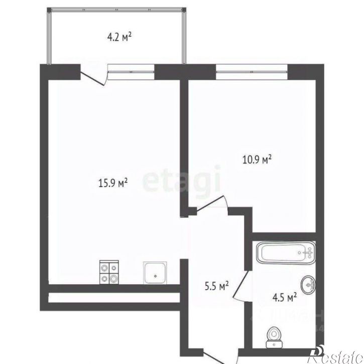 1-комн квартира Краснооктябрьская улица, 4 к1,  д. 4 к1