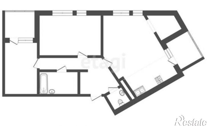 2-комн квартира улица Пожарных и спасателей, 3 к1,  д. 3 к1