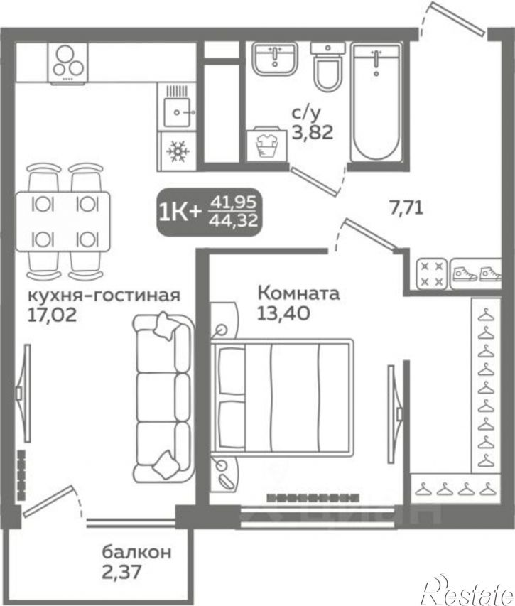 1-комн квартира в новом доме улица Вадима Бованенко, 12,  д. 12