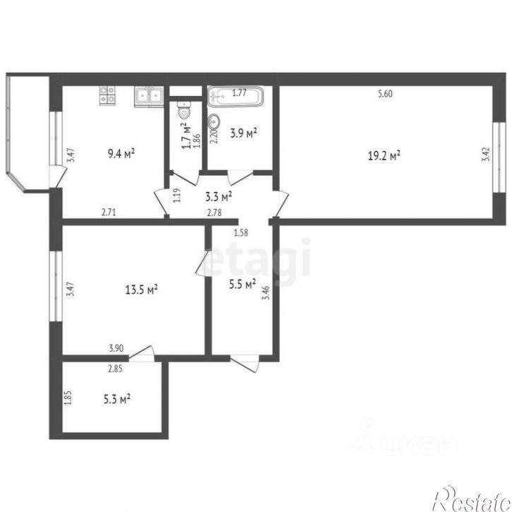 2-комн квартира улица Пермякова, 70 к1,  д. 70 к1