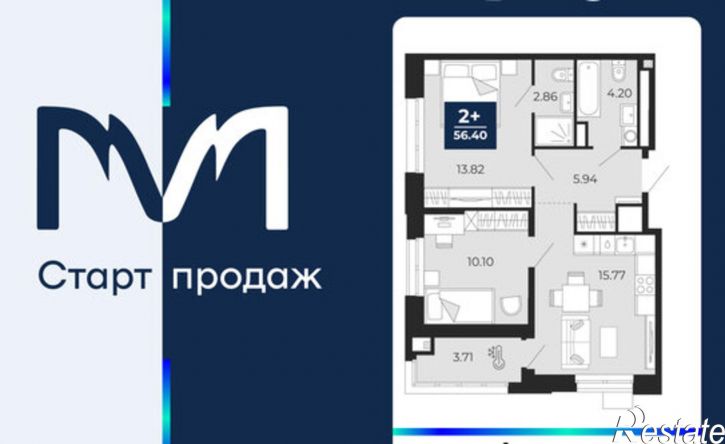 2-комн квартира в новом доме ЖК Мириады