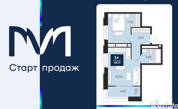1-комн квартира в новом доме ЖК Мириады
