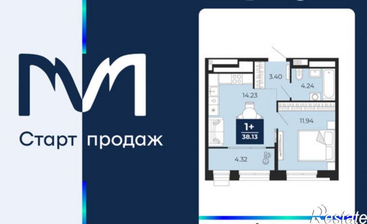 1-комн квартира в новом доме ЖК Мириады