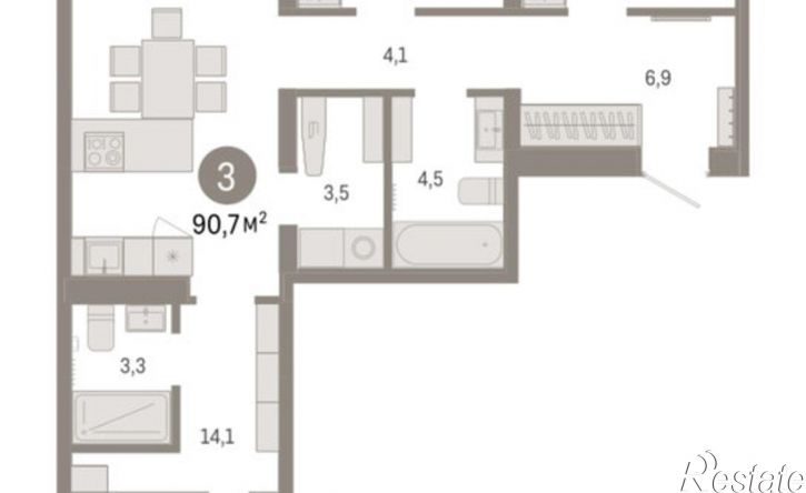 3-комн квартира в новом доме Минская улица, 92 к2,  д. 92 к2