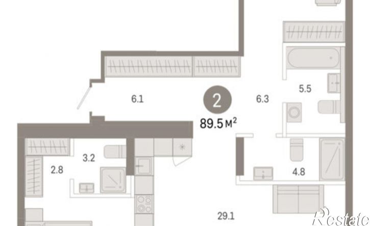 2-комн квартира в новом доме Томская улица, 52 к5,  д. 52 к5