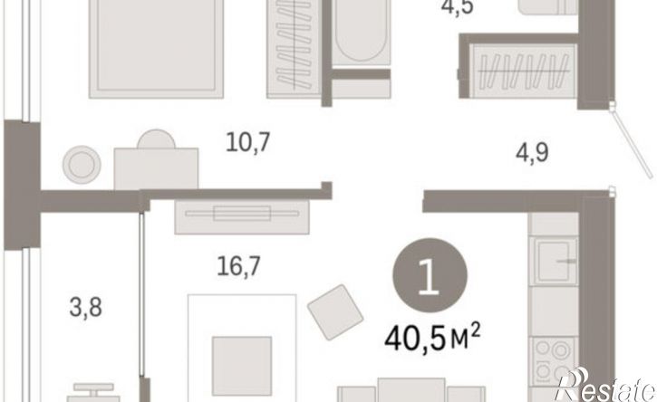 1-комн квартира улица Республики, 205 к1,  д. 205 к1