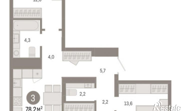 3-комн квартира ул Республики, 205 19,  д. 205 19,  к. 19