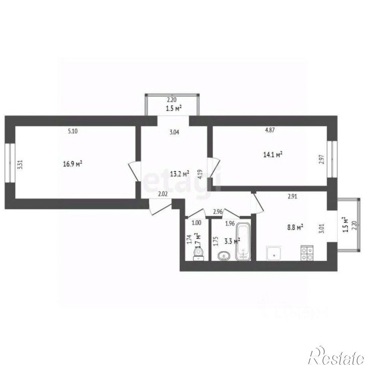 2-комн квартира ул Московский тракт, 87,  д. 87