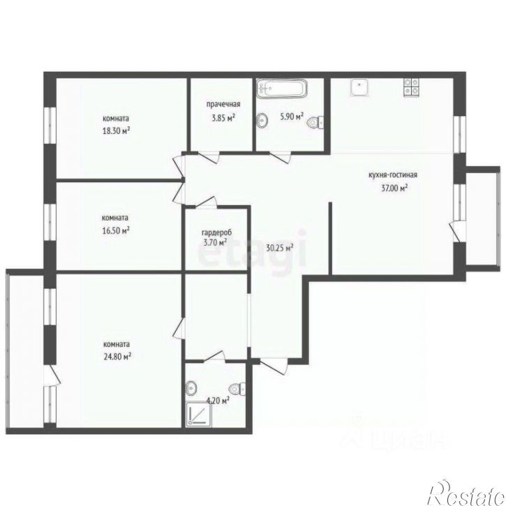 3-комн квартира улица Николая Фёдорова, 30,  д. 30