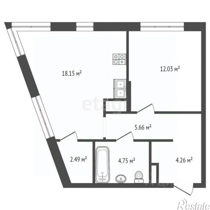 1-комн квартира улица Эрвье, 38,  д. 38