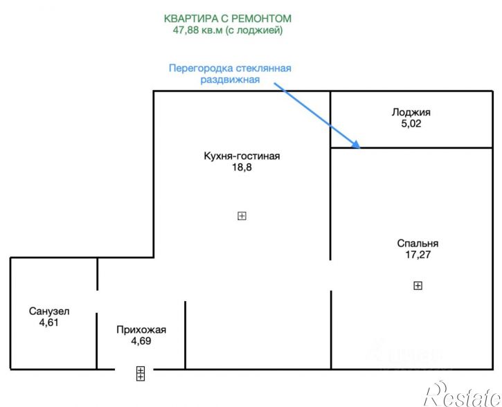 1-комн квартира улица Пожарных и спасателей, 1 к1,  д. 1 к1