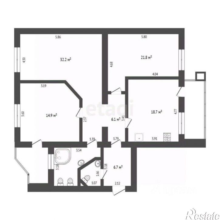 3-комн квартира улица Николая Фёдорова, 6 к1,  д. 6 к1