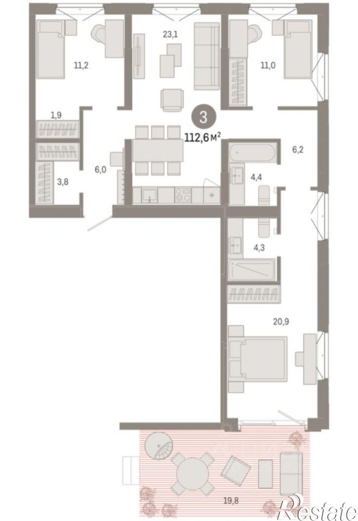 3-комн квартира в новом доме Минская улица, 92 к2,  д. 92 к2