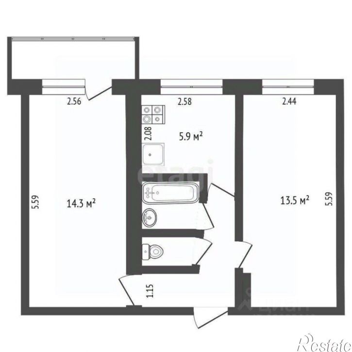 2-комн квартира Харьковская улица, 71А,  д. 71А