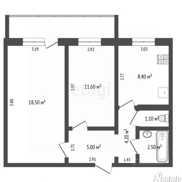 2-комн квартира Уральская улица, 53 к5,  д. 53 к5