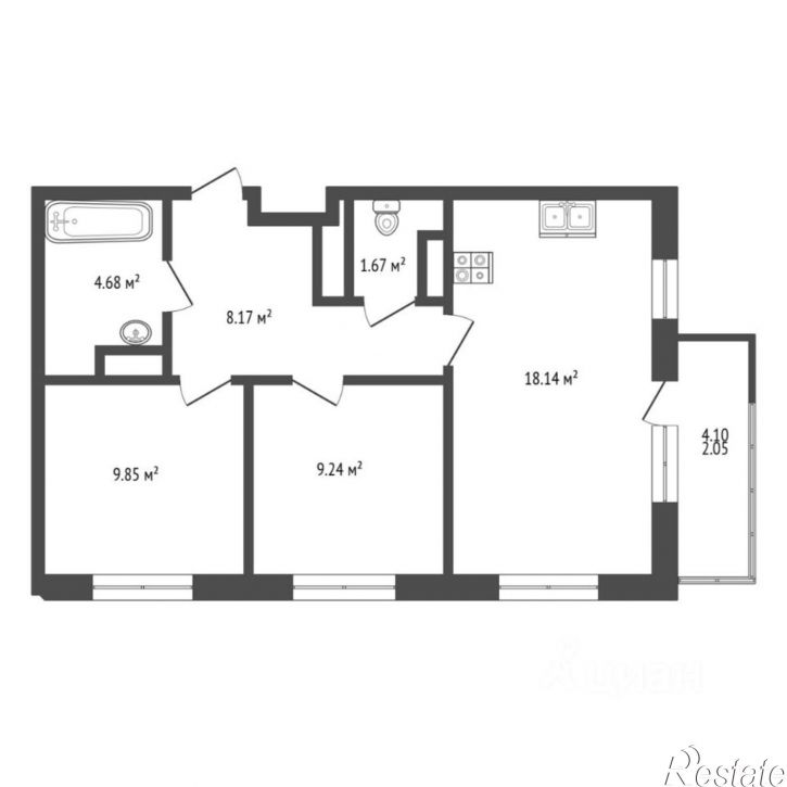 2-комн квартира ул Фармана Салманова, д 23