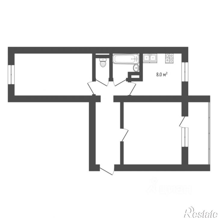 2-комн квартира ул Николая Ростовцева, 6А,  д. 6А