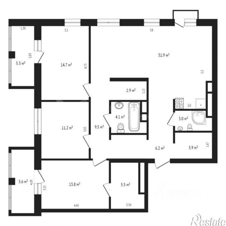 3-комн квартира ул Фармана Салманова, д 18