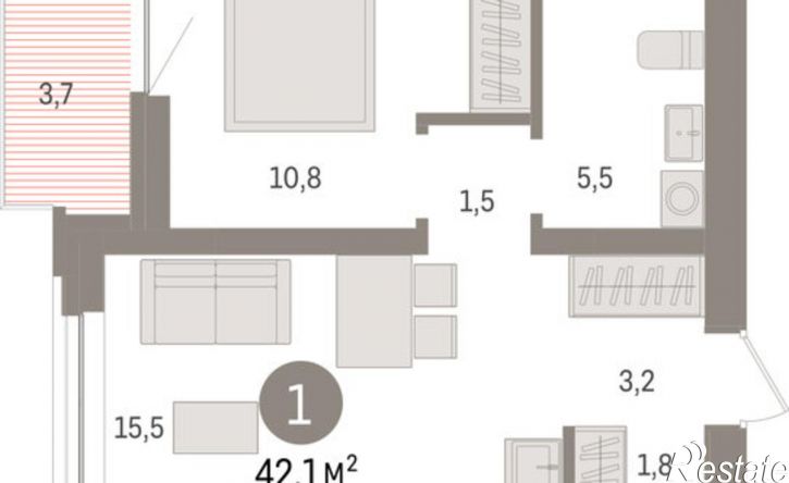 1-комн квартира в новом доме жилой комплекс Речной Порт