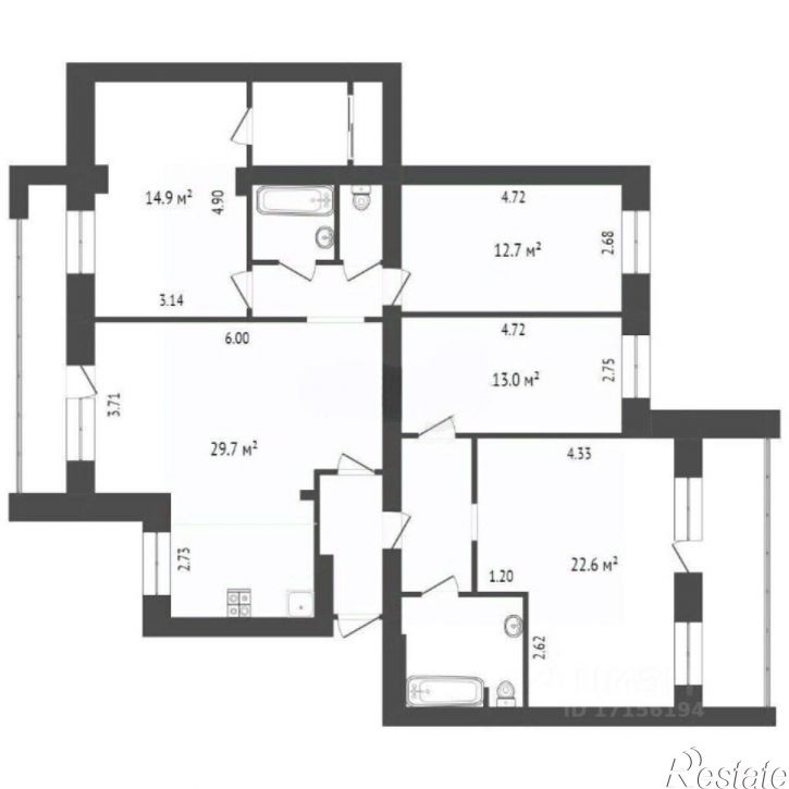 5-комн квартира улица Максима Горького, 23А,  д. 23А