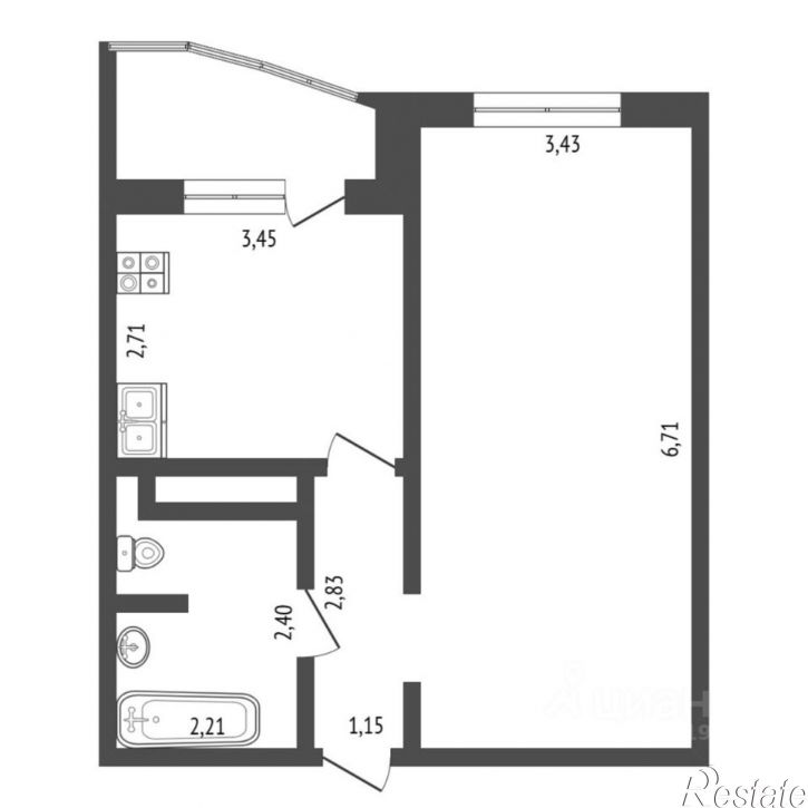 1-комн квартира улица Павла Шарова, 1 к1,  д. 1 к1