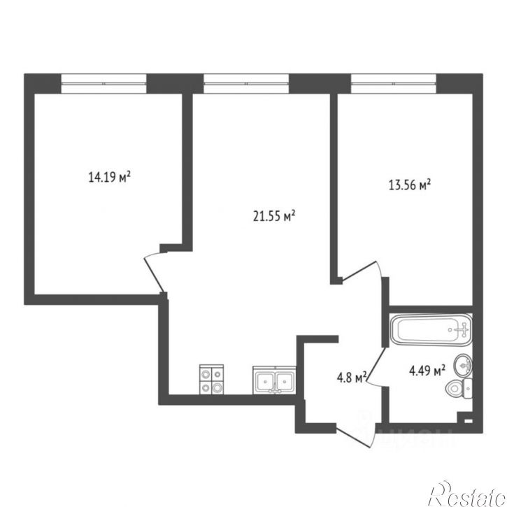 2-комн квартира Харьковская улица, 72А,  д. 72А