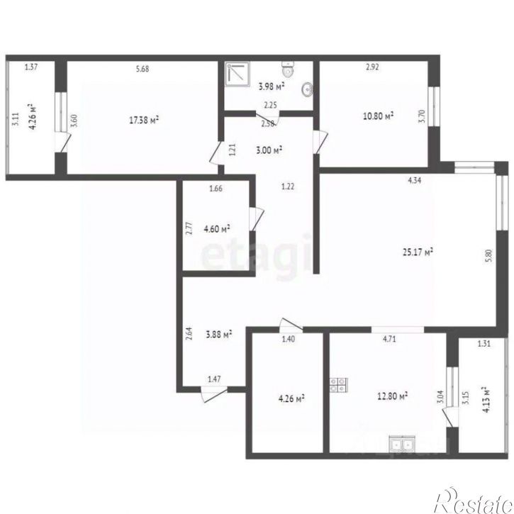 3-комн квартира ул Федюнинского, 30/3,  д. 30/3