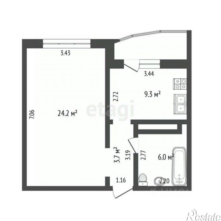 1-комн квартира ул Кремлевская, 110 1,  д. 110 1,  к. 1