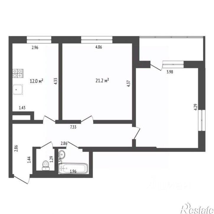2-комн квартира улица Монтажников, 43,  д. 43