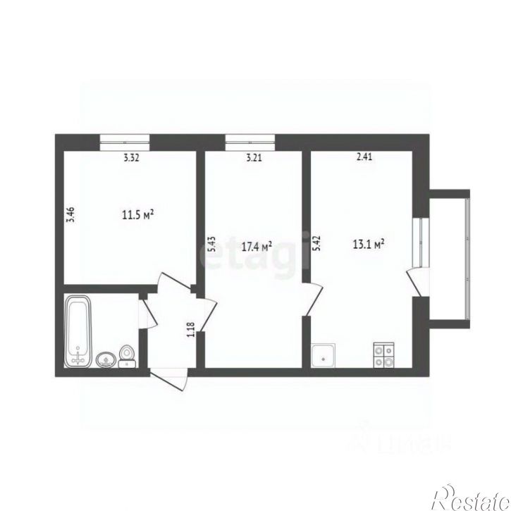 2-комн квартира улица Пермякова, 7А,  д. 7А