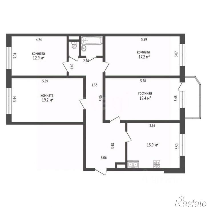 4-комн квартира улица Попова, 7А,  д. 7А