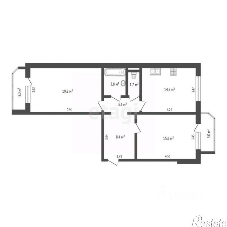 2-комн квартира ул Пермякова, 84 2,  д. 84 2,  к. 2