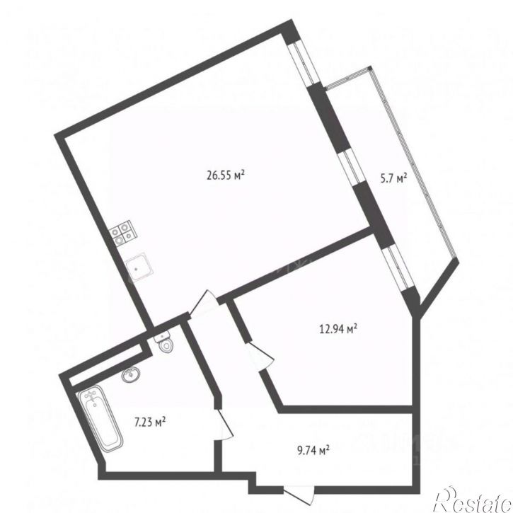 1-комн квартира ул Константина Посьета, 14,  д. 14