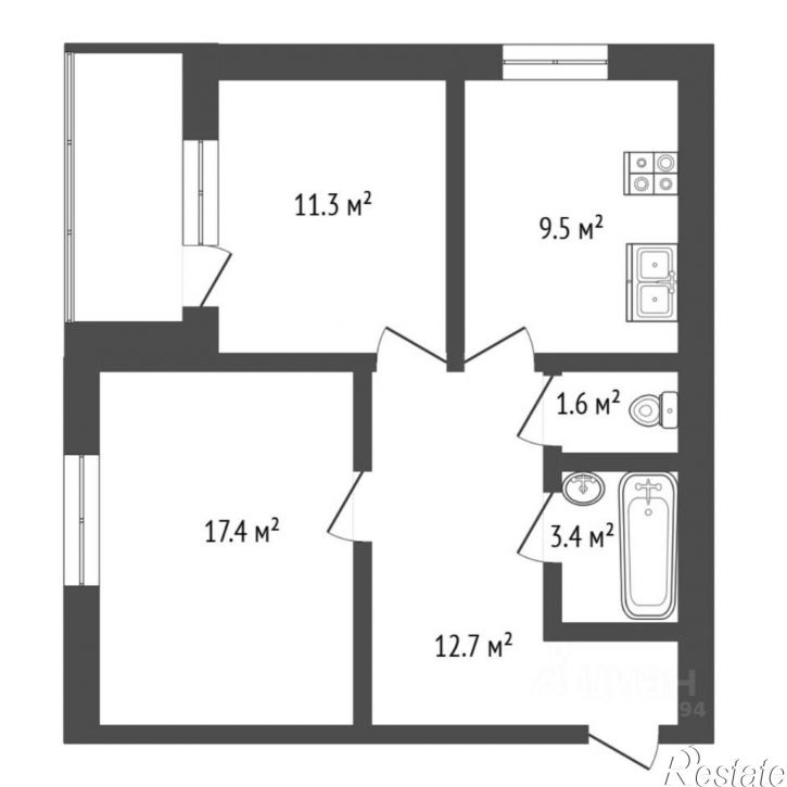 2-комн квартира улица Энергостроителей, 15,  д. 15