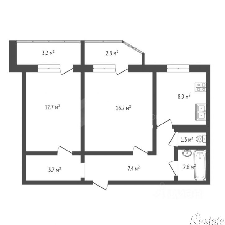 2-комн квартира ул Беловежская, 15,  д. 15