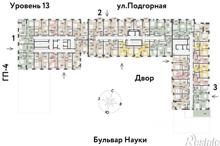 1-комн квартира в новом доме Подгорная улица, 61 к1,  д. 61 к1