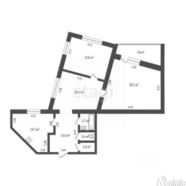 3-комн квартира улица Станислава Карнацевича, 12,  д. 12